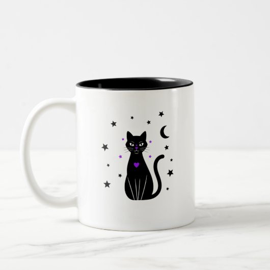 Black Cat Lover Peek Coffee Cup Tweekleurige Koffiemok (Links)