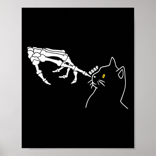 Black Cat Lover Skeleton Hand Boop Funny Halloween Poster (Voorkant)