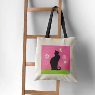 Black Cat Lover Whimsy Tote Bag