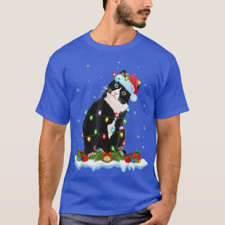 Black Cat Lover Xmas licht Santa Black Cat Christu T-shirt