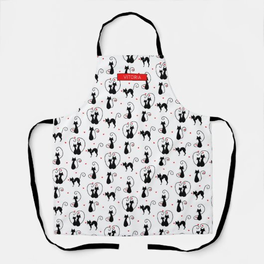 Black Cat Lovers_Aangepaste naam Schort (Voorkant)