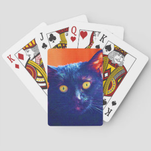 Black Cat Lucky Feline Cat Art Pokerkaarten
