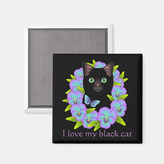 Black Cat Magic Good Luck Magnet - schattig & kleu (Voorkant / Achterkant)