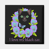 Black Cat Magic Good Luck Magnet - schattig & kleu (Voorkant)
