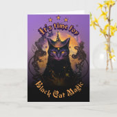 Black Cat Magic Halloween Kaart (Gele Bloem)