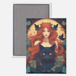 Black Cat Magic Magneet