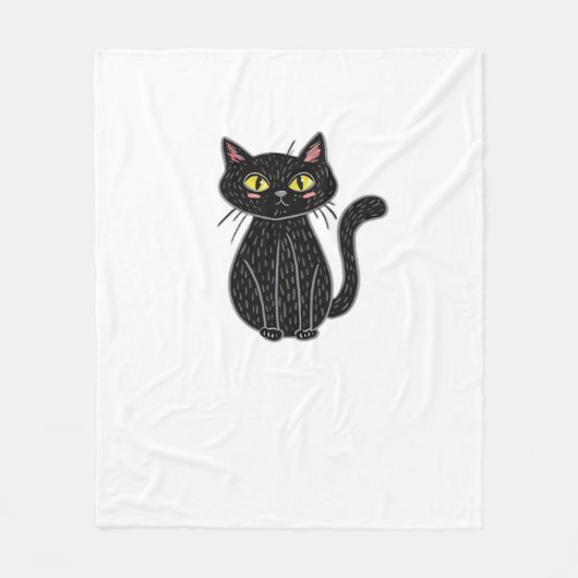 Black Cat Magic - Schattigee en spookachtige Hallo Fleece Deken (Voorkant)
