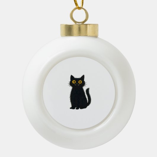 Black Cat Magic – Schattigee Halloween & Mystic Ca Keramische Bal Ornament (Voorkant)