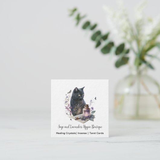 Black Cat Magick Square Visitekaartje (Staand voorkant)