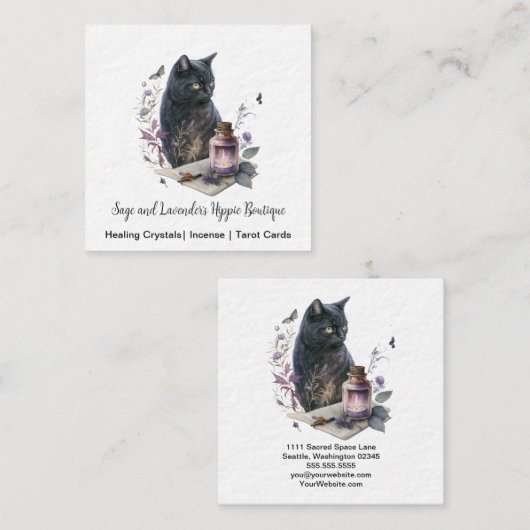 Black Cat Magick Square Visitekaartje (Voorkant / Achterkant)