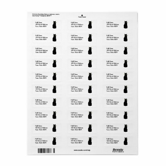 Black Cat Mailing Labels (Full Sheet)