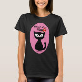 Black Cat mam Cute Cartoon Black Cat met Red Rose T-shirt (Voorkant)