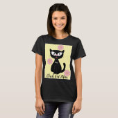 Black Cat mam met roze druppelklep T-shirt (Voorkant volledig)