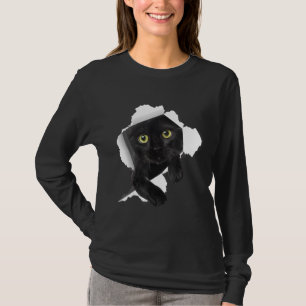 Black Cat mam Papa Black Cat Torn Fathers Mothers  T-shirt