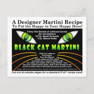 Black Cat Martini Recipe Briefkaart voor Halloween