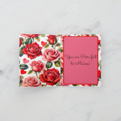 Black Cat Maximalist Roses & Hearts Pun Valentine Kaart (Binnen)