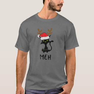 Black Cat Meh, Funny Cats Lover Kerstmis T-shirt