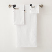 Black Cat Meow-A-Ween Bathroom Towel Set Bad Handdoek (Insitu)