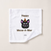 Black Cat Meow-A-Ween Bathroom Towel Set Bad Handdoek (Wasdoekje)