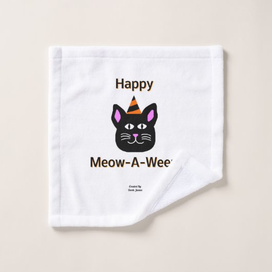 Black Cat Meow-A-Ween Bathroom Towel Set Bad Handdoek (Wasdoekje)