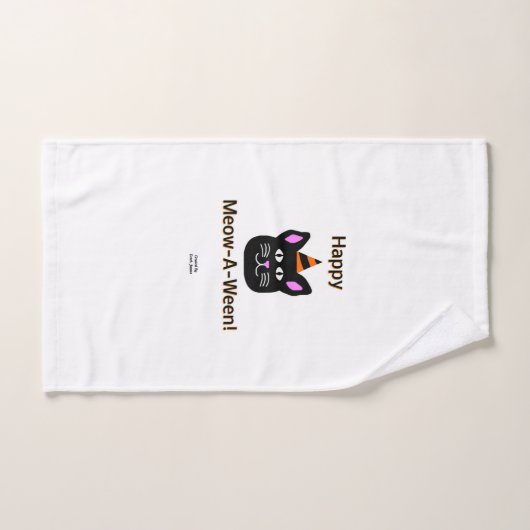 Black Cat Meow-A-Ween Bathroom Towel Set Bad Handdoek (Handdoek)
