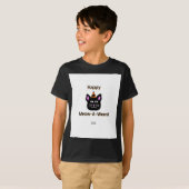 Black Cat Meow-A-Ween Boys Black Basic T-Shirt (Voorkant volledig)