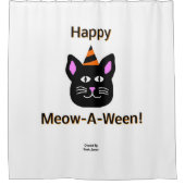 Black Cat Meow-A-Ween douchegordijn (Voorkant)
