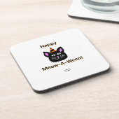 Black Cat Meow-A-Ween Hard Plastic Onderzetter (Linkerzijde)