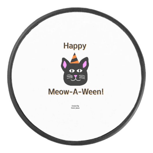 Black Cat Meow-A-Ween Hockey Puck (Voorkant)