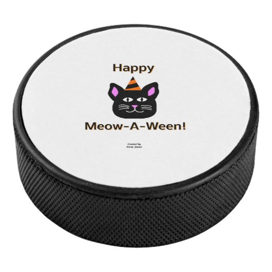 Black Cat Meow-A-Ween Hockey Puck (3/4)