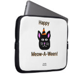 Black Cat Meow-A-Ween hoes voor neopreenlaptop (Voorkant Rechts)