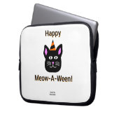 Black Cat Meow-A-Ween hoes voor neopreenlaptop (Voorkant Links)