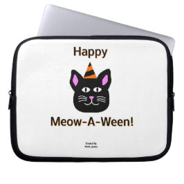 Black Cat Meow-A-Ween hoes voor neopreenlaptop