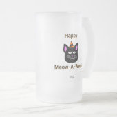 Black Cat Meow-A-Ween Large Frosted Glass Mok (Voorkant rechts)
