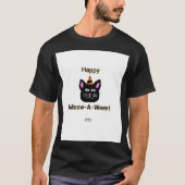 Black Cat Meow-A-Ween Mannen van zwart T-Shirt (Voorkant)