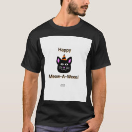 Black Cat Meow-A-Ween Mannen van zwart T-Shirt