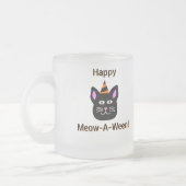 Black Cat Meow-A-Ween Small Frosted Glass Mok (Links)