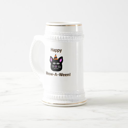 Black Cat Meow-A-Ween Stein Mok (Voorkant links)