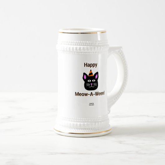 Black Cat Meow-A-Ween Stein Mok (Voorkant rechts)