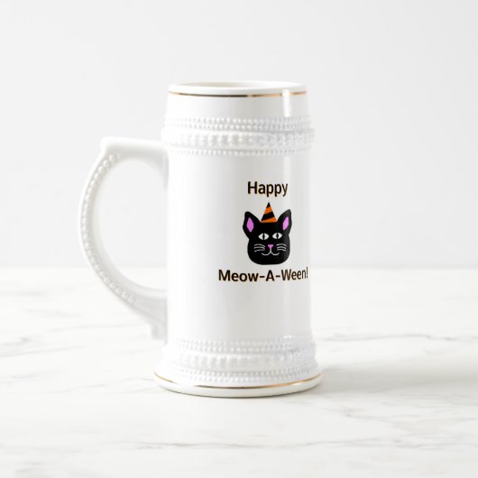 Black Cat Meow-A-Ween Stein Mok (Links)
