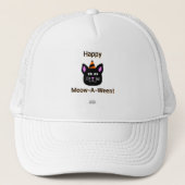Black Cat Meow-A-Ween Trucker Hat Pet (Voorkant)
