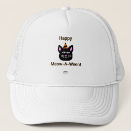 Black Cat Meow-A-Ween Trucker Hat Pet