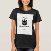 Black Cat Meow-A-Ween Vrouwen Zwart Basic T Shirt (Voorkant)