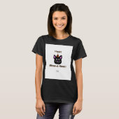 Black Cat Meow-A-Ween Vrouwen Zwart Basic T Shirt (Voorkant volledig)