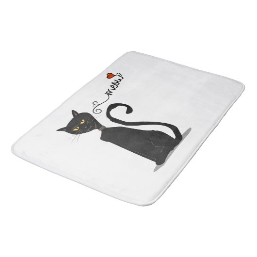 Black Cat Meow Badmat (Gekanteld)