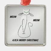 Black Cat Meow Meow a.k.a Merry Christmas Metalen Ornament (Voorkant)