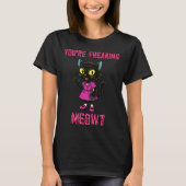 Black Cat Meow T-shirt (Voorkant)