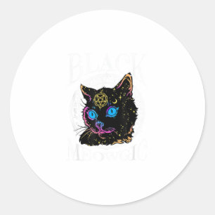 Black Cat Meowgic, Halloween Witch, Witchcraft Pen Ronde Sticker