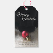 Black Cat Meowy Christmas Holiday Pet Gift Label Cadeaulabel (Voorkant)