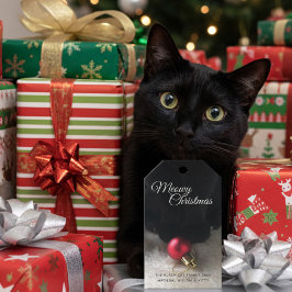 Black Cat Meowy Christmas Holiday Pet Gift Label Cadeaulabel
